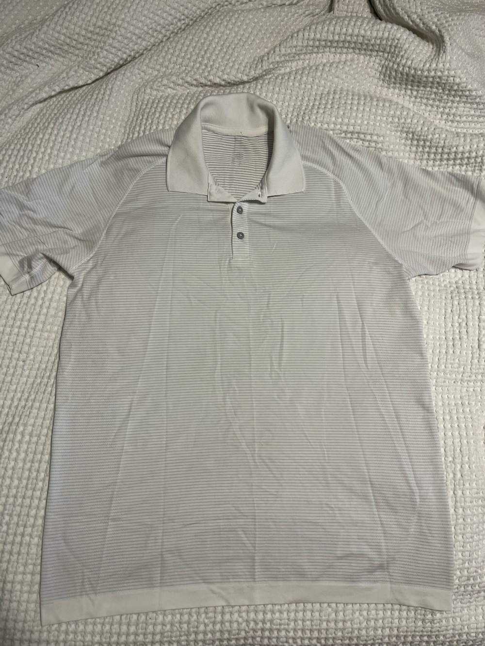 lululemon athletica Men's cream Micro-Striped Polo
